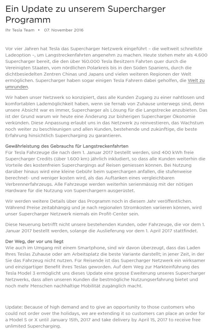 Bei welchem Fahrzeug ist Tesla Supercharger kostenlos? - Teslawissen