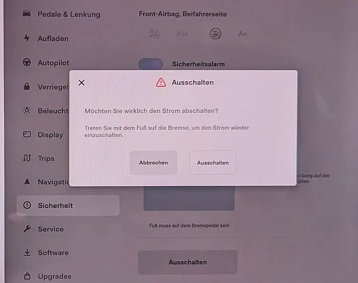 Tesla ausschalten