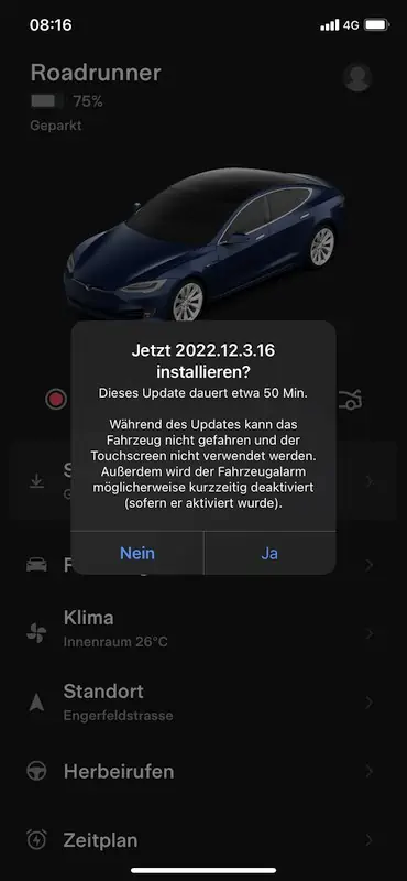 Tesla Update installieren