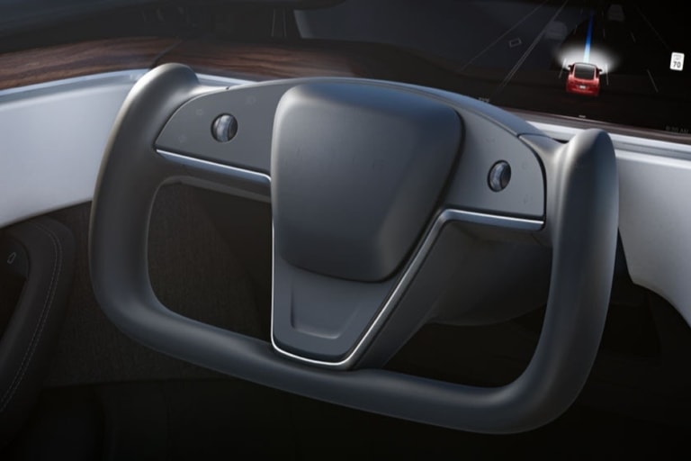 Wunderschne Tesla Plaid Lenkrad Fotosnull