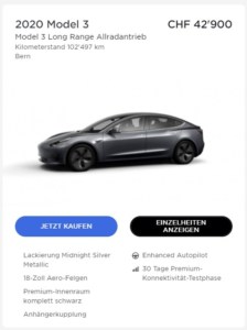 Tesla Inventar Fahrzeug Option Codes