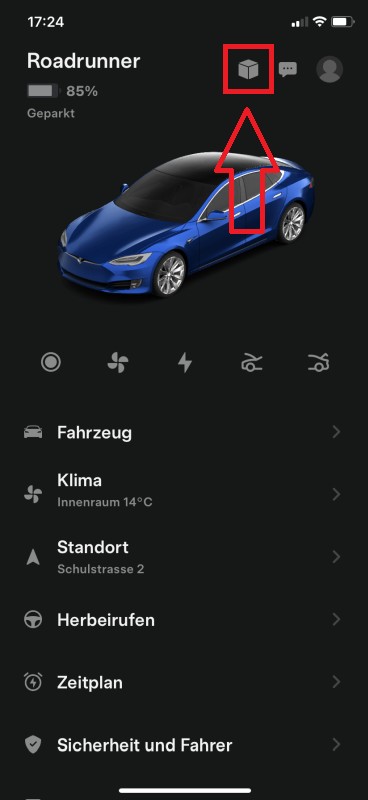 Tesla Empfehlungslink in der App abrufen